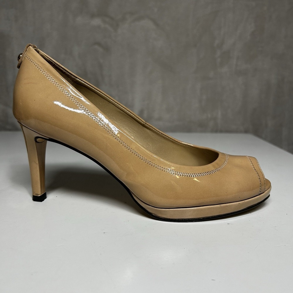 Stuart Weitzman Annabelle Adobe Aniline Pumps Size 8.5 Heels Patent Leather Nude